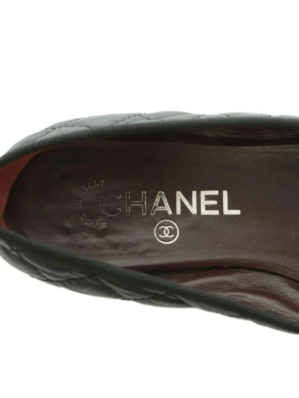 Chanel Ballerina Flat Shoes Ribbon Quilted Leather Black - Picture 7 of 9